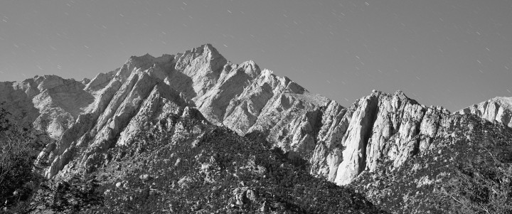 Mountain And Stars Under Moonlight