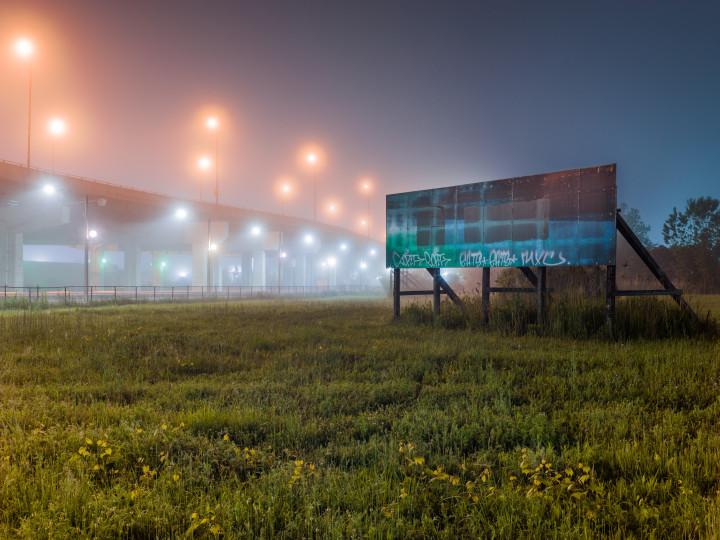 Empty Billboard In The Fog