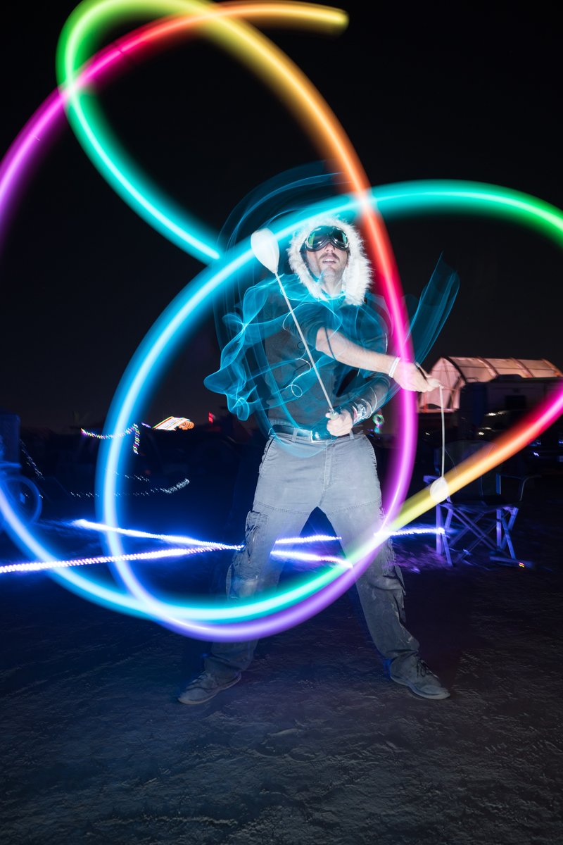 Justin Having Fun After Having Coincidentally Run Into The Person Who Designed The Lights He Was Playing With!