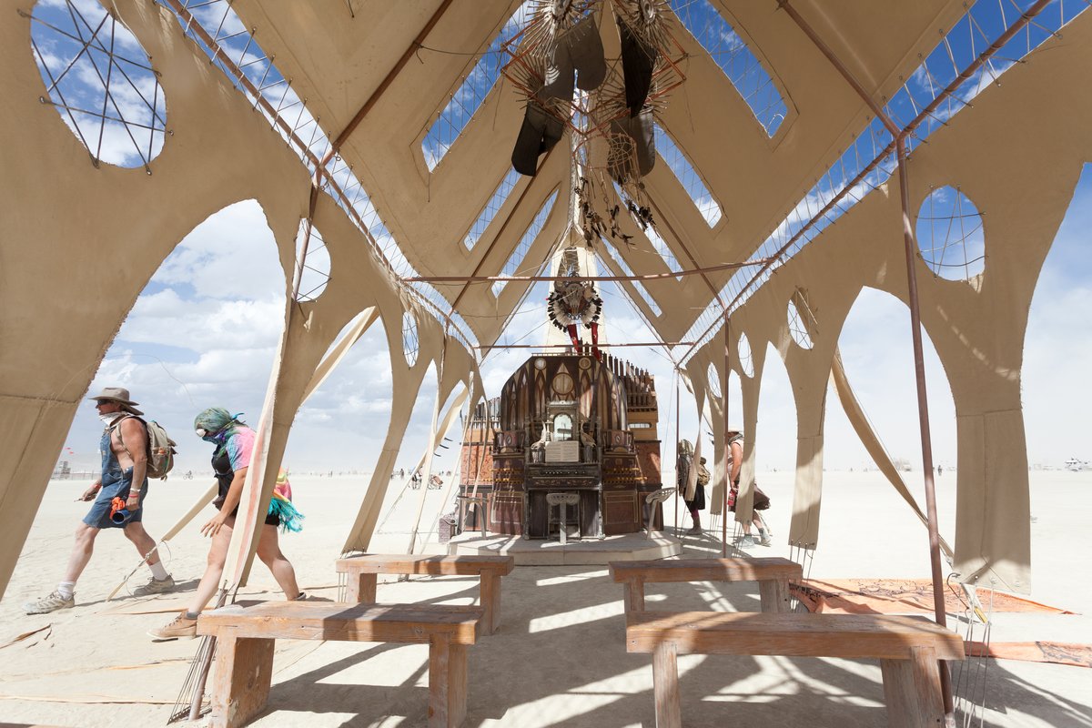 Prairie Wind Chapel by: Robert Hoehn, Wind Tribe Venice, CA http://burningman.org/event/brc/2015-art-installations/#PrairieWindChapel