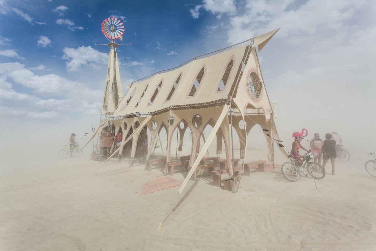 Prairie Wind Chapel by: Robert Hoehn, Wind Tribe Venice, CA http://burningman.org/event/brc/2015-art-installations/#PrairieWindChapel