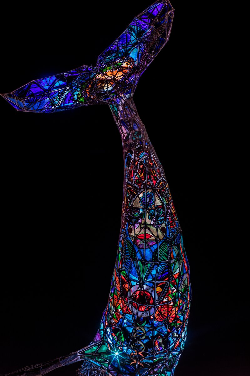 Space Whale Tail Stain Glass Details