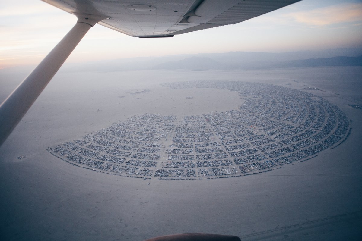 Burning Man 2016 Aerial Photo During The Catacomb Of Veils Burn.
