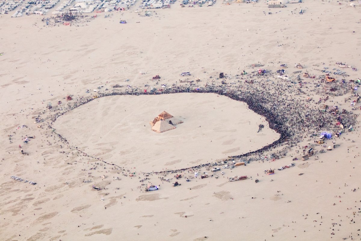 Burning Man 2016 Aerial Photo During The Catacomb Of Veils Burn.