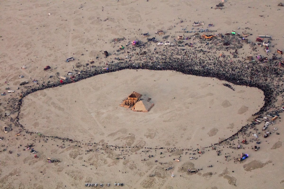 Burning Man 2016 Aerial Photo During The Catacomb Of Veils Burn.