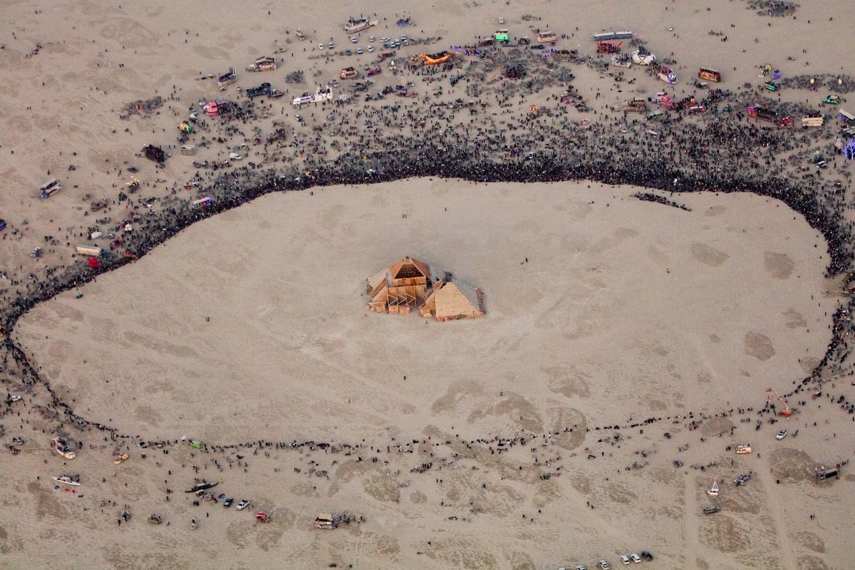 Burning Man 2016 Aerial Photo During The Catacomb Of Veils Burn.