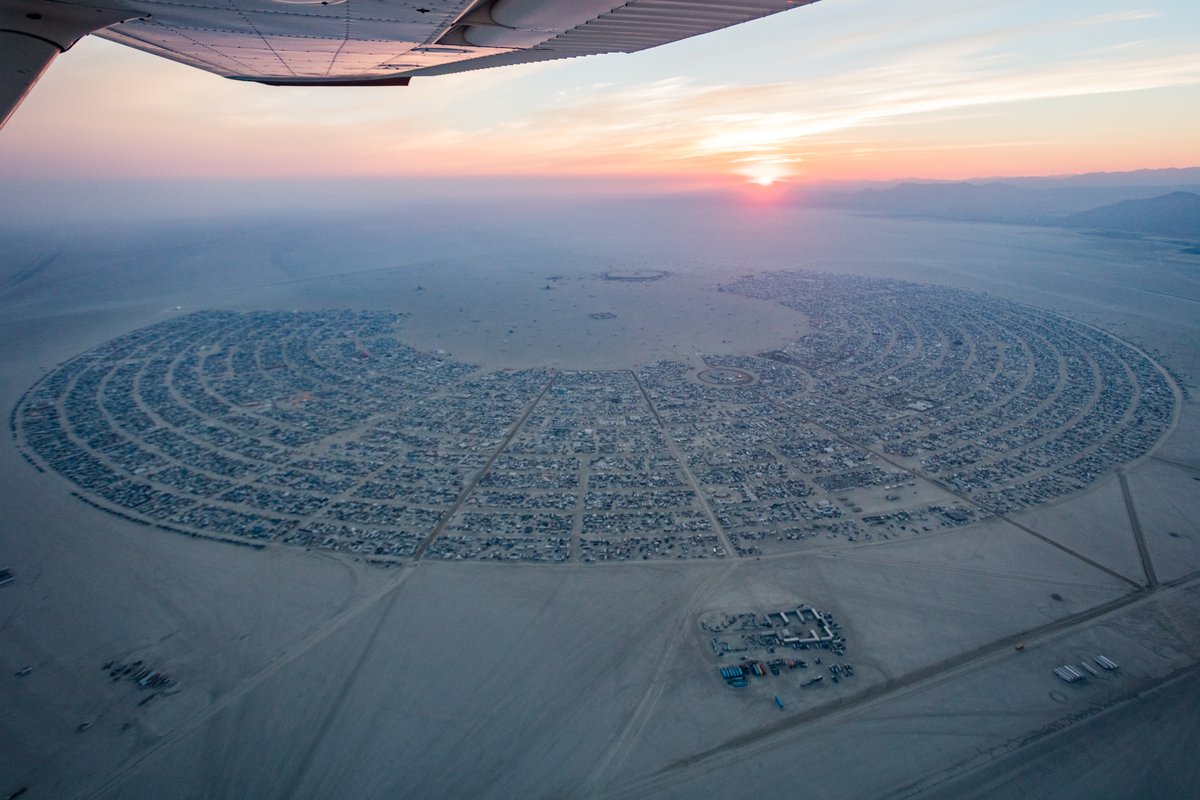 Burning Man 2016 Aerial Photo During The Catacomb Of Veils Burn.