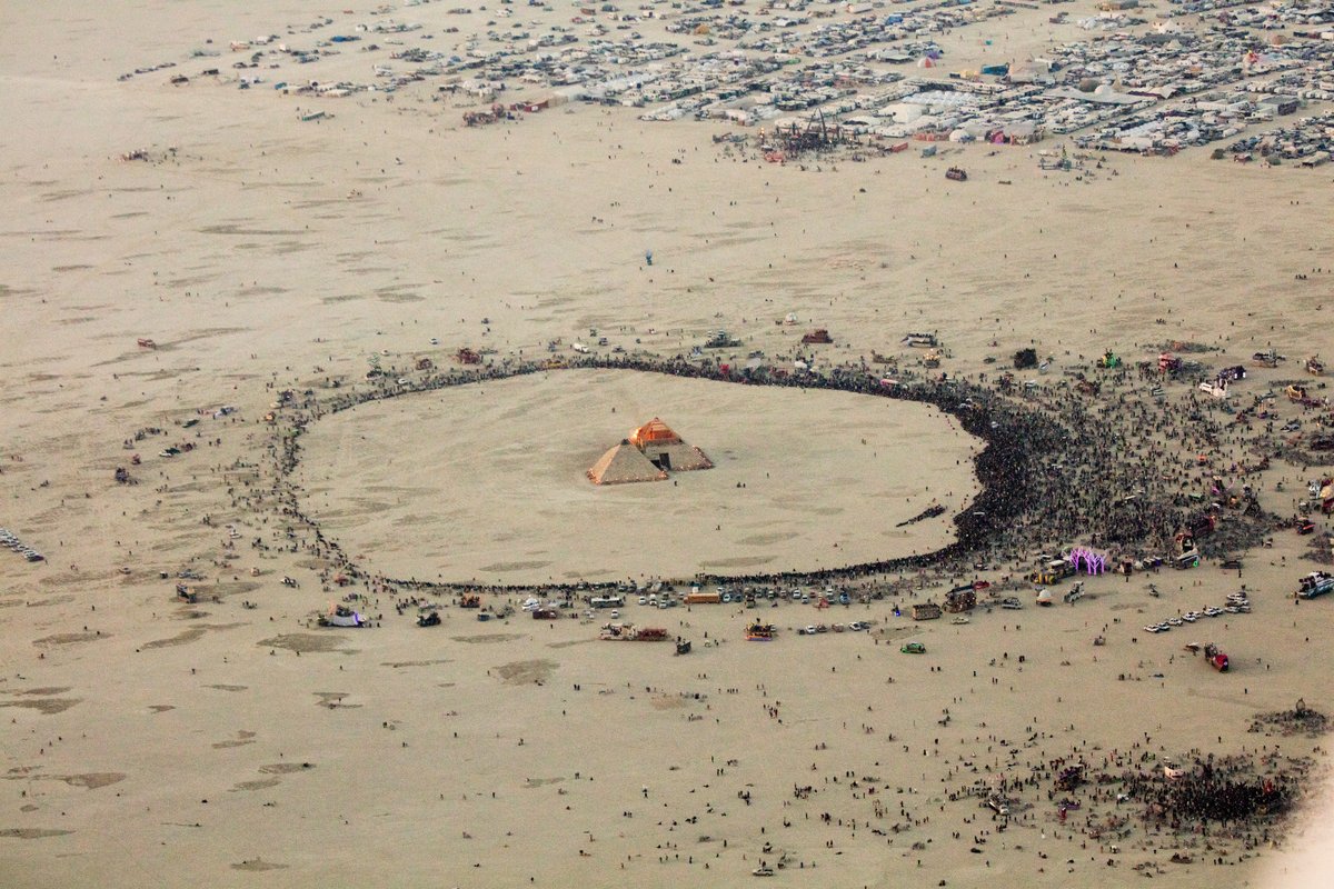 Burning Man 2016 Aerial Photo During The Catacomb Of Veils Burn. (this one is out of order)