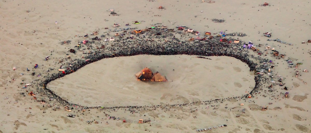 Burning Man 2016 Aerial Photo During The Catacomb Of Veils Burn.