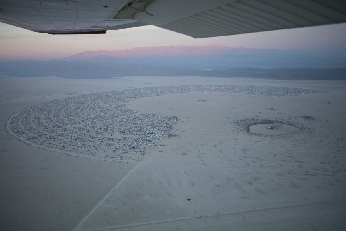 Burning Man 2016 Aerial Photo During The Catacomb Of Veils Burn.