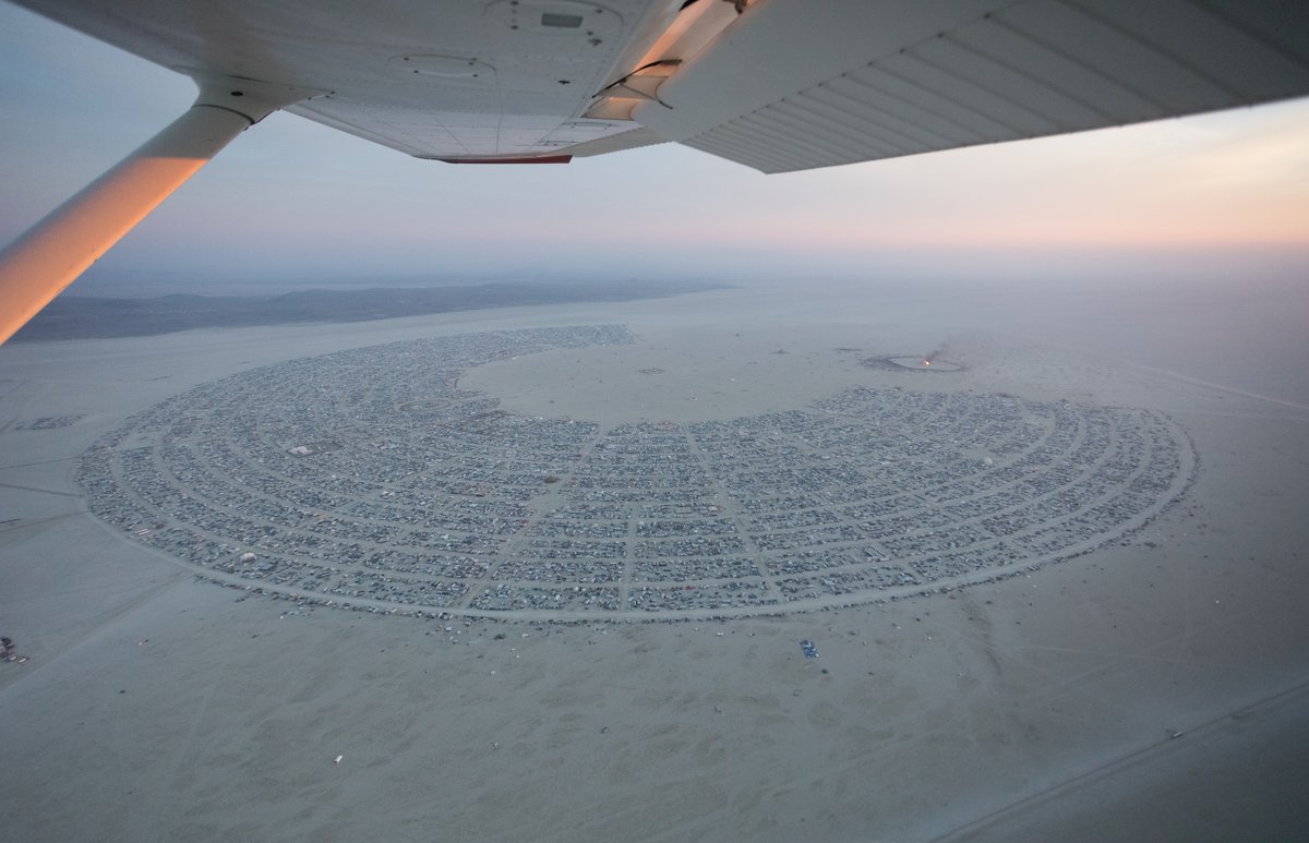 Burning Man 2016 Aerial Photo During The Catacomb Of Veils Burn.