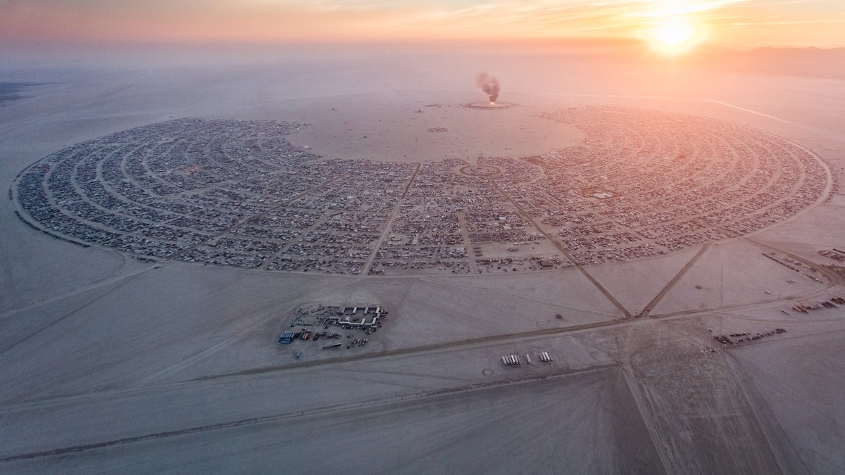 Burning Man 2016 Aerial Photo During The Catacomb Of Veils Burn.