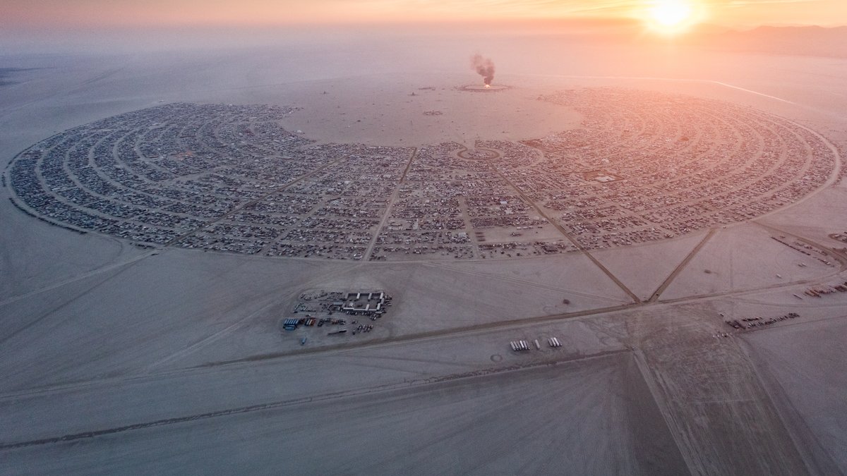 Burning Man 2016 Aerial Photo During The Catacomb Of Veils Burn.