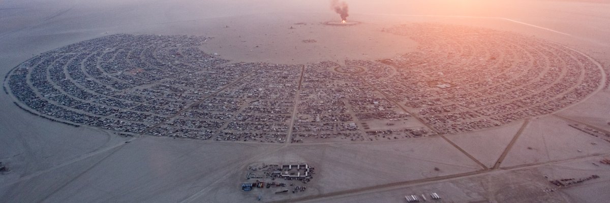 Burning Man 2016 Aerial Photo During The Catacomb Of Veils Burn.