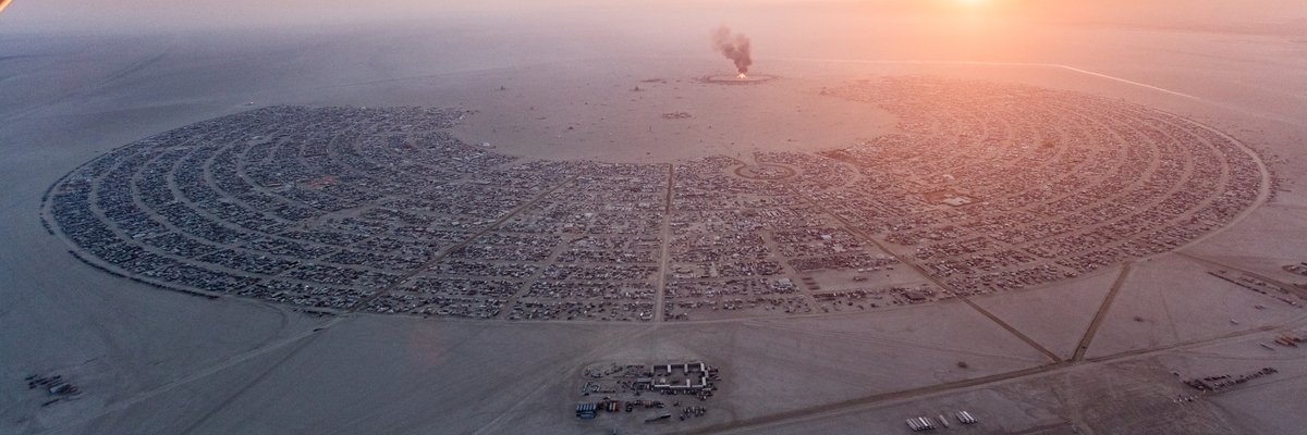 Burning Man 2016 Aerial Photo During The Catacomb Of Veils Burn.