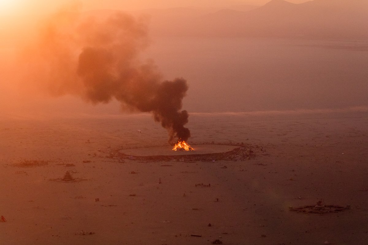 Burning Man 2016 Aerial Photo During The Catacomb Of Veils Burn.