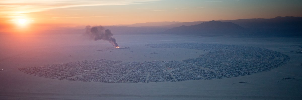 Burning Man 2016 Aerial Photo During The Catacomb Of Veils Burn.