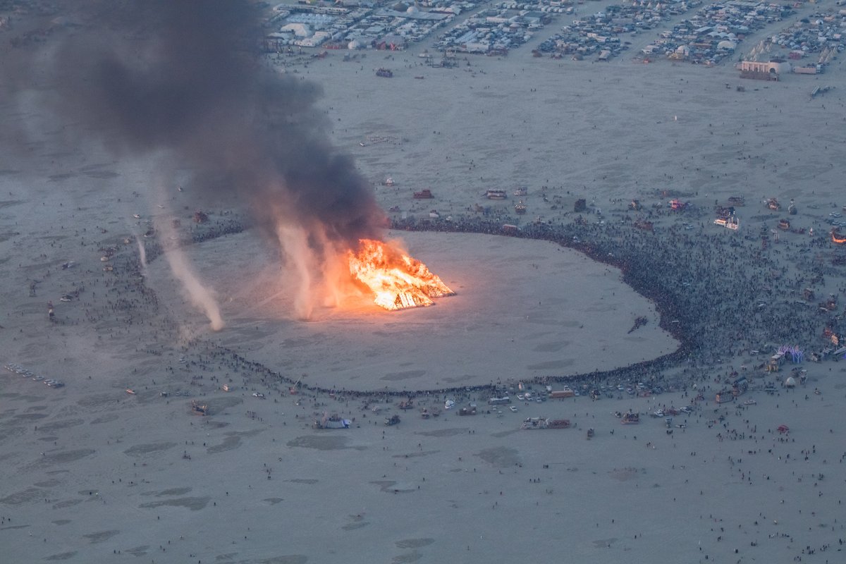 Burning Man 2016 Aerial Photo During The Catacomb Of Veils Burn.