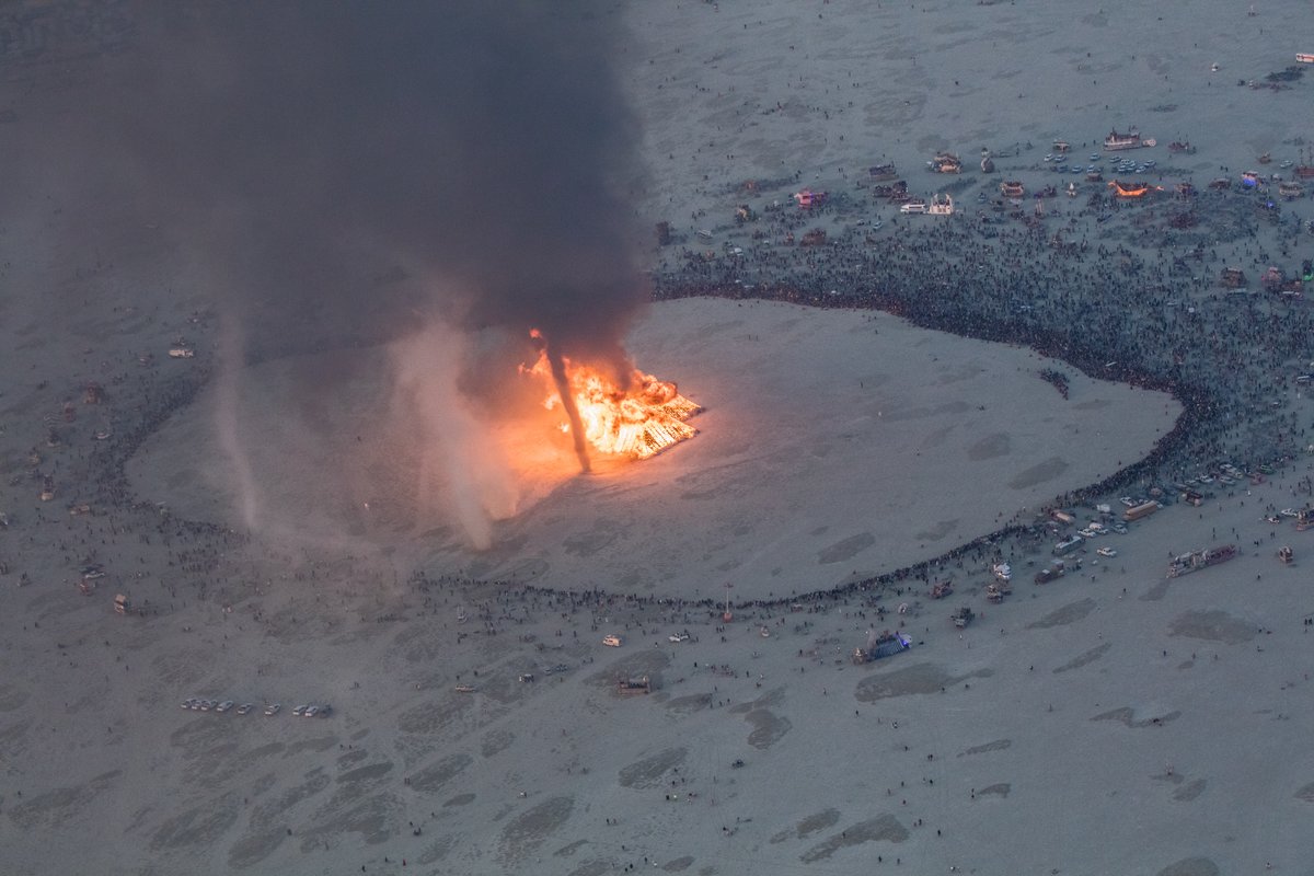 Burning Man 2016 Aerial Photo During The Catacomb Of Veils Burn.