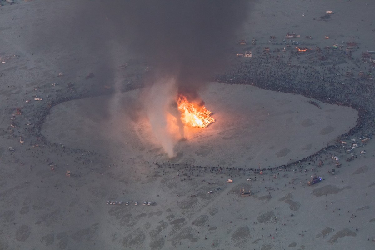 Burning Man 2016 Aerial Photo During The Catacomb Of Veils Burn.