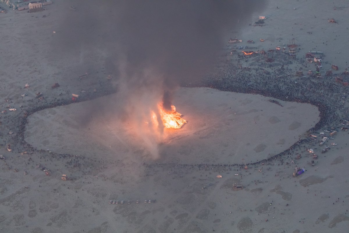 Burning Man 2016 Aerial Photo During The Catacomb Of Veils Burn.