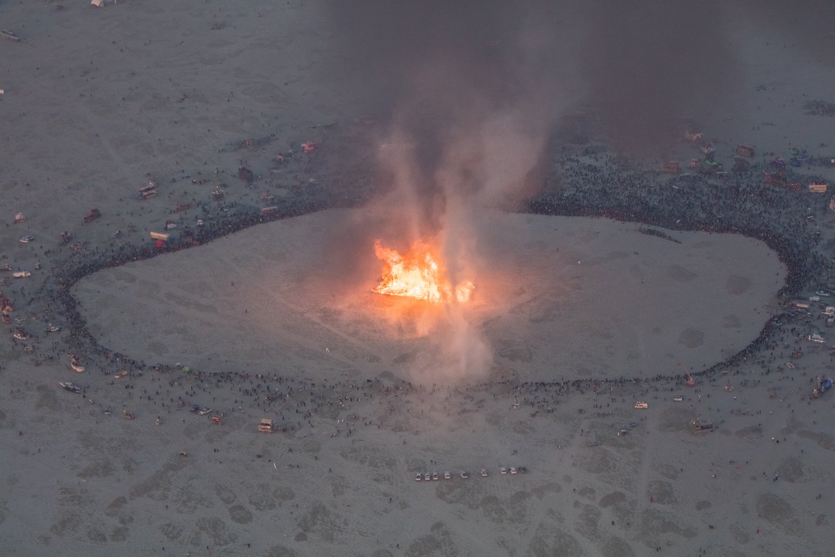 Burning Man 2016 Aerial Photo During The Catacomb Of Veils Burn.