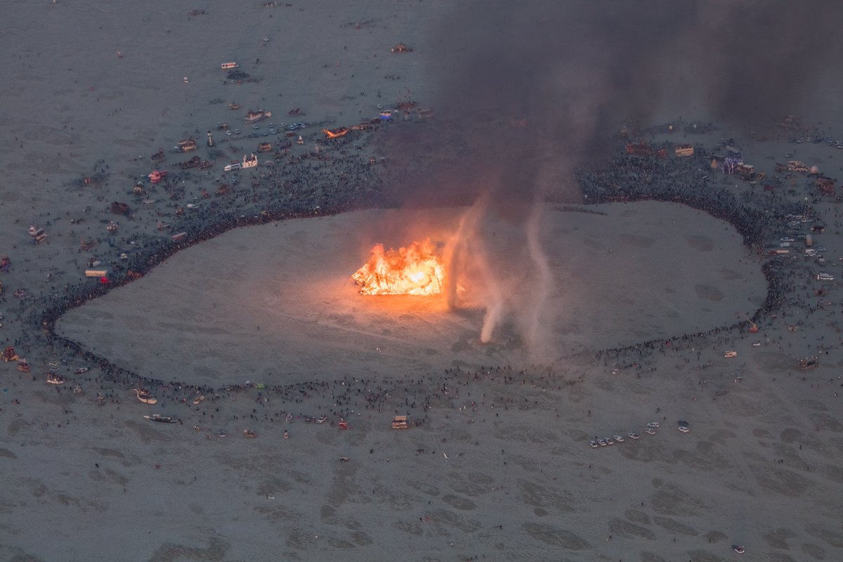 Burning Man 2016 Aerial Photo During The Catacomb Of Veils Burn.