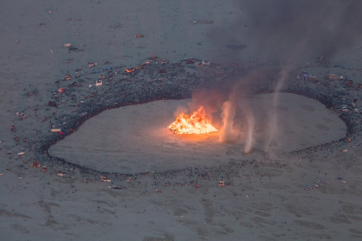 Burning Man 2016 Aerial Photo During The Catacomb Of Veils Burn.