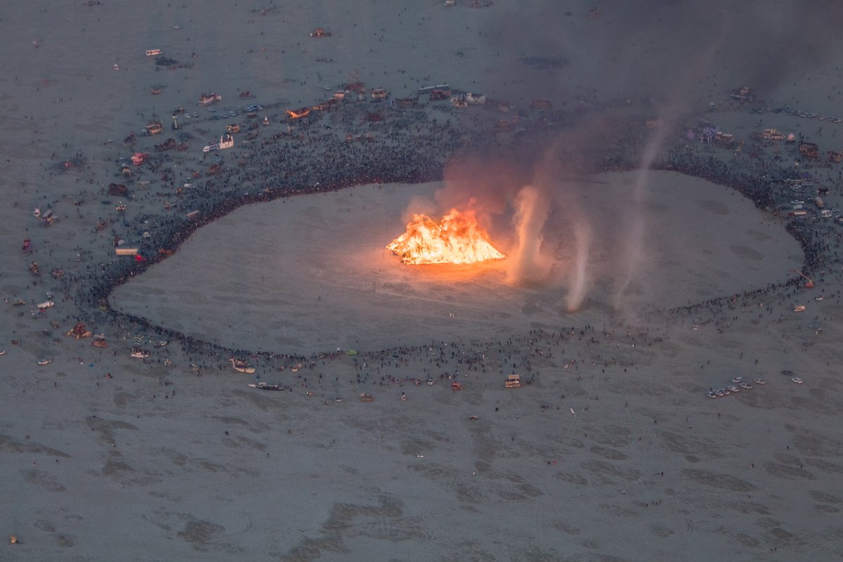 Burning Man 2016 Aerial Photo During The Catacomb Of Veils Burn.