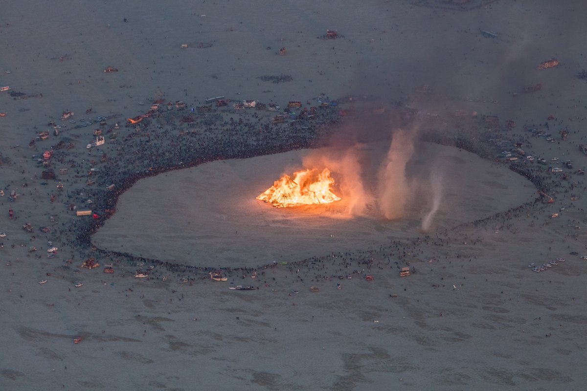Burning Man 2016 Aerial Photo During The Catacomb Of Veils Burn.