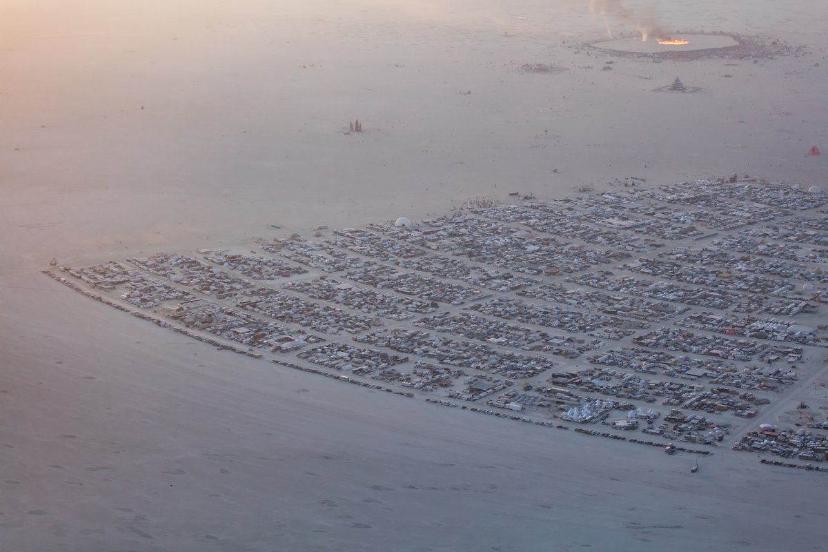 Burning Man 2016 Aerial Photo During The Catacomb Of Veils Burn.
