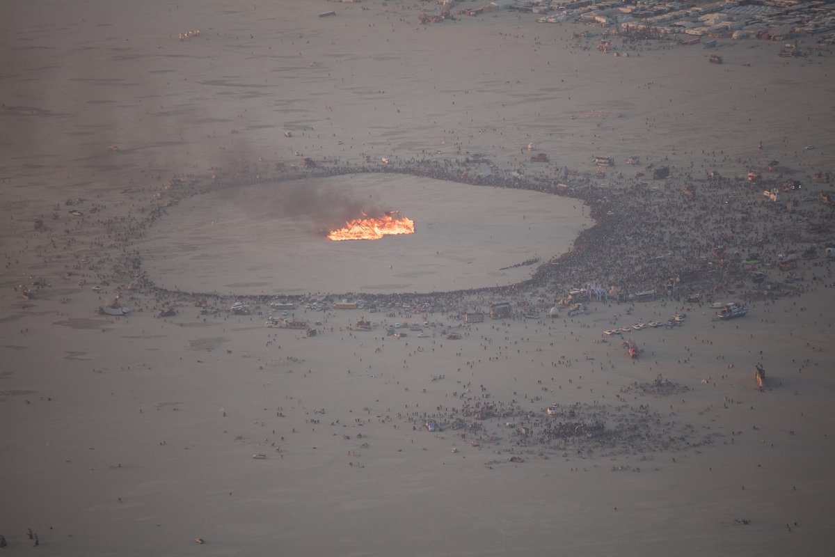 Burning Man 2016 Aerial Photo During The Catacomb Of Veils Burn.