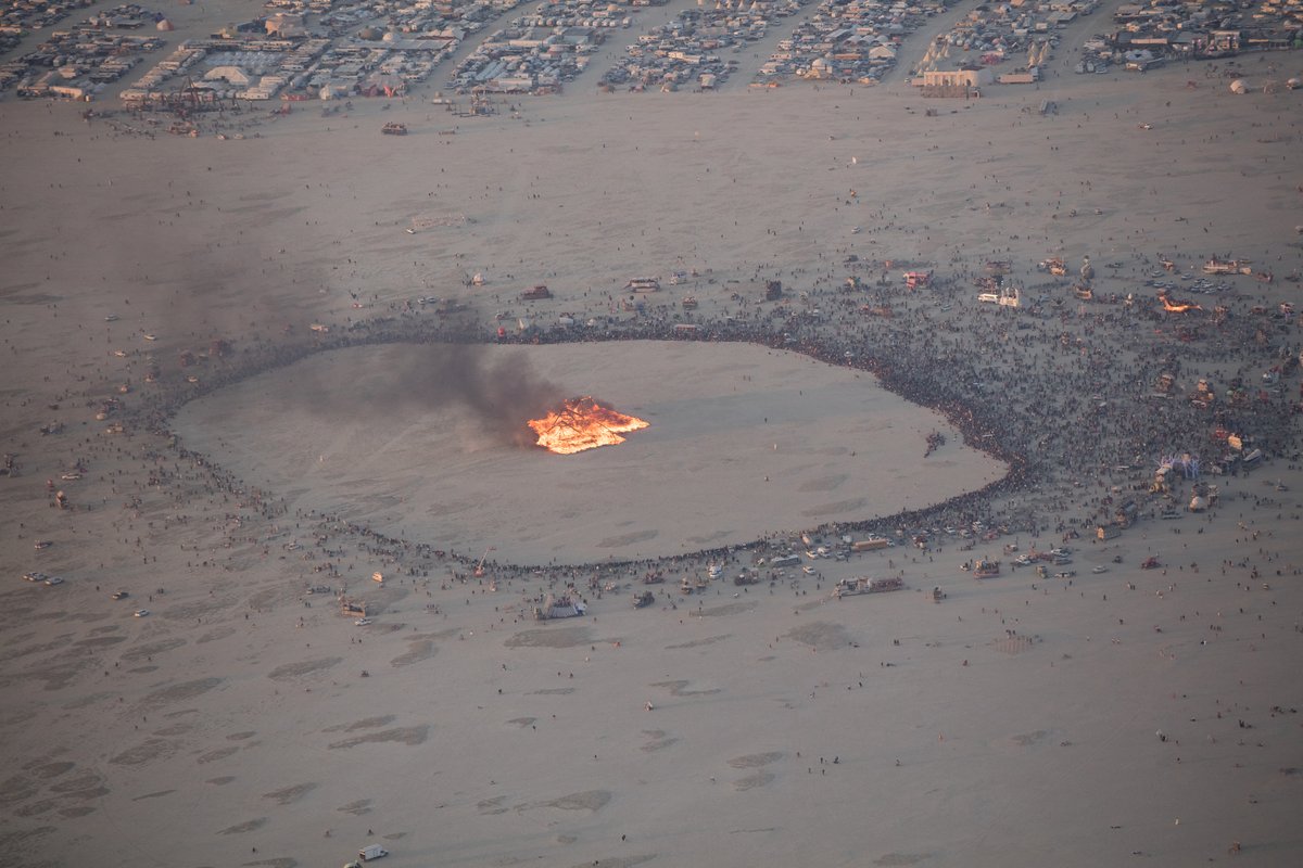 Burning Man 2016 Aerial Photo During The Catacomb Of Veils Burn.