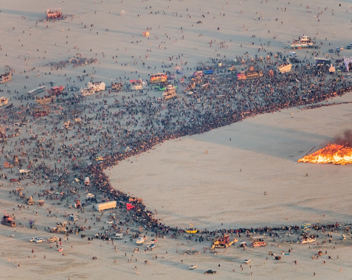 Burning Man 2016 Aerial Photo During The Catacomb Of Veils Burn.