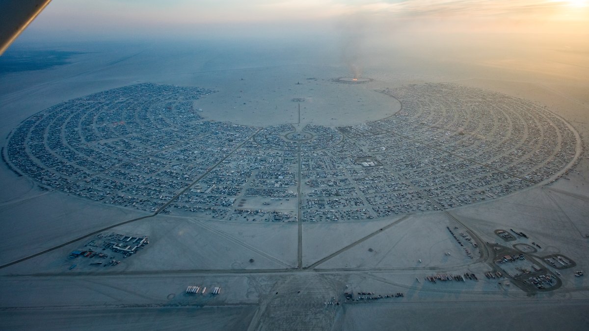 Burning Man 2016 Aerial Photo During The Catacomb Of Veils Burn.