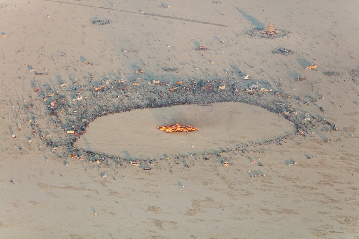 Burning Man 2016 Aerial Photo During The Catacomb Of Veils Burn.