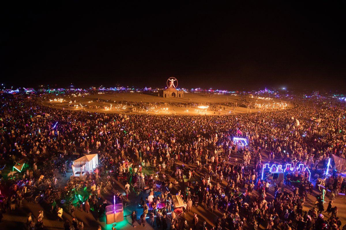 Burning Man 2016 Man Burn Crowd Illuminated By Flames