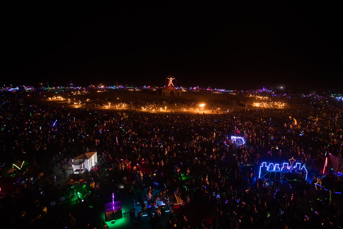 Burning Man 2016 Man Burn Crowd Illuminated By Flames