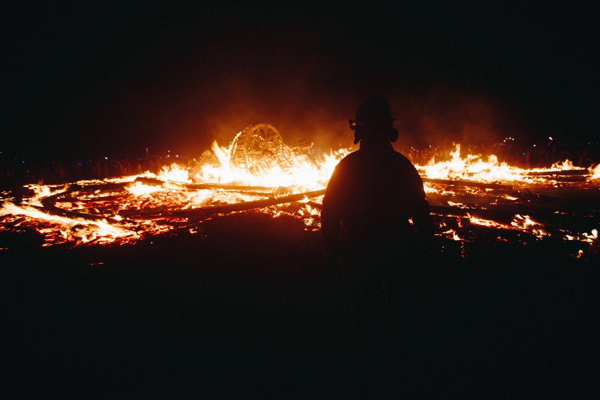 Man Burn Embers And Firefighter Guy