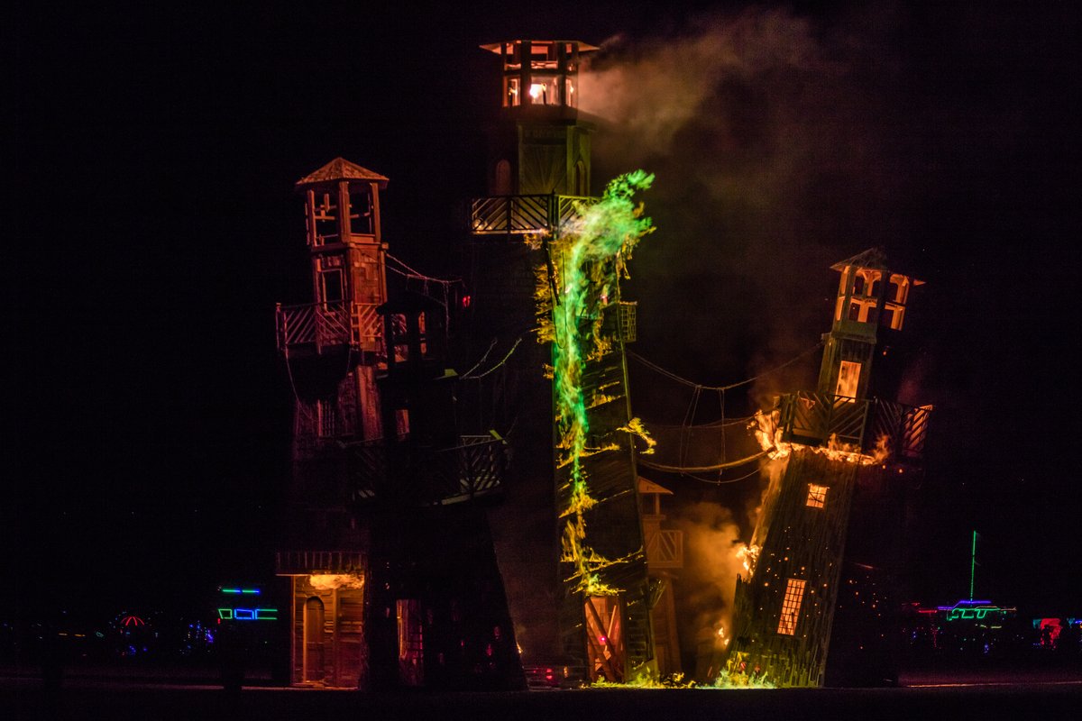 The Black Rock Lighthouse Service Burn (Piece by Jonny and Max Poynton) (I was so happy I caught this green flame. It happened in a fraction of a second and was gone forever.)