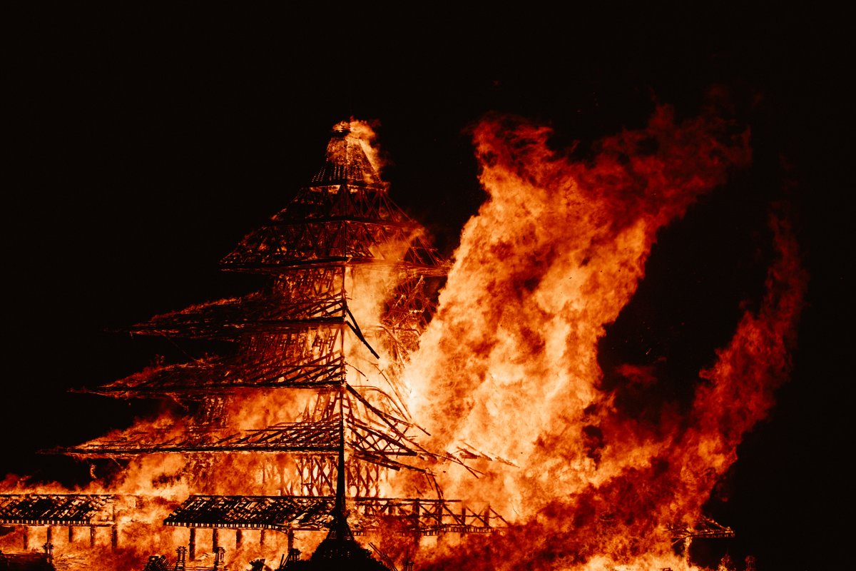 Burning Man 2016 Temple Burn (The faces in the flames of The Temple Burn are always scary to me)