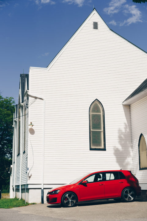 Red Car And Church