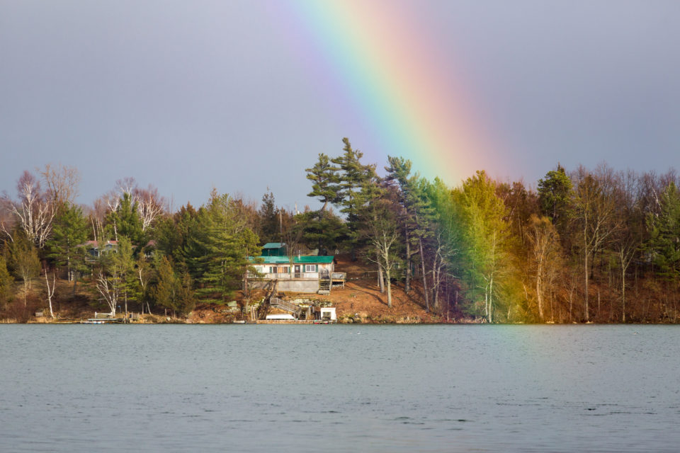 Rainbow And Cottage