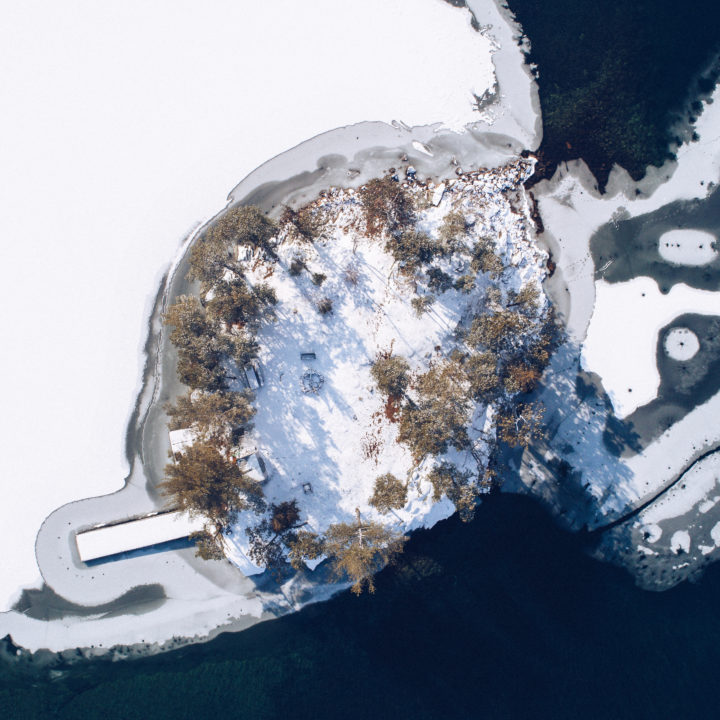 Small Island With Snow From Above