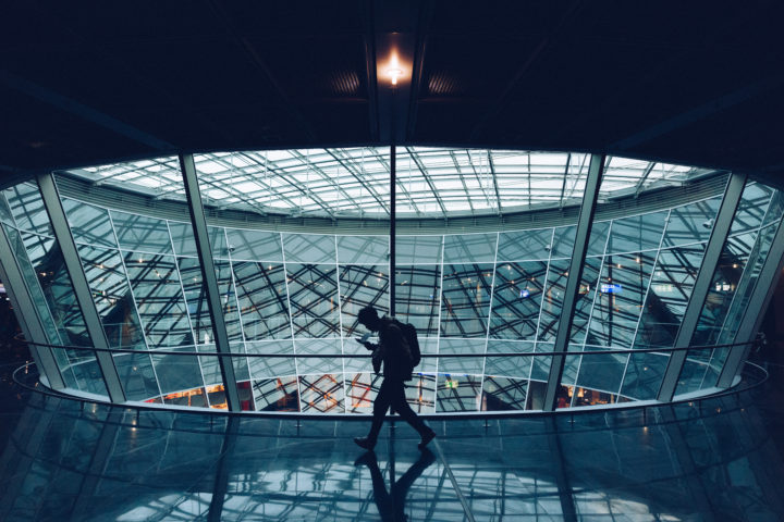 Man Walking At Frankfurt Airport