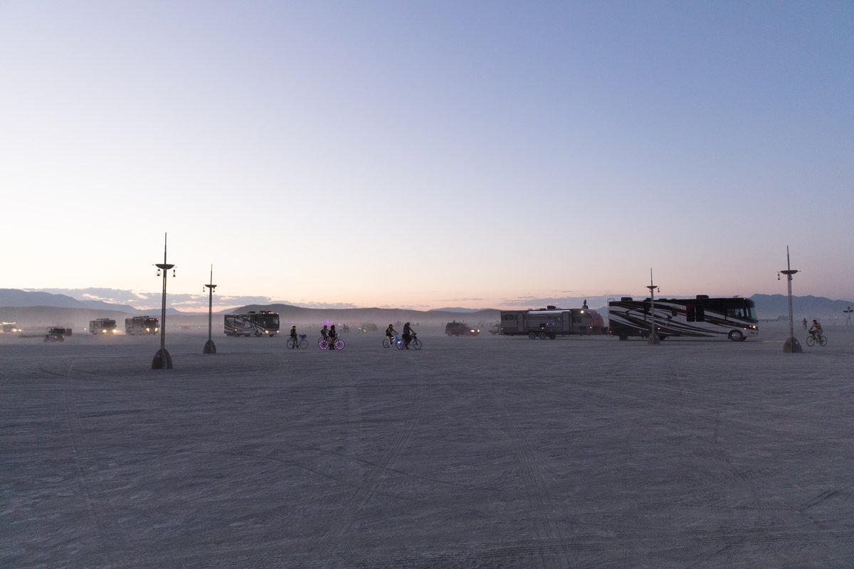 Is It Just Me Or Is This A Bunch Of Turnkey RVs Driving Right Across The Middle Of The Playa?!