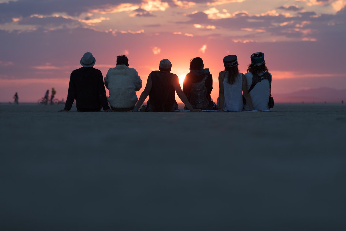 Group Of Burners Enjoying Sunrise