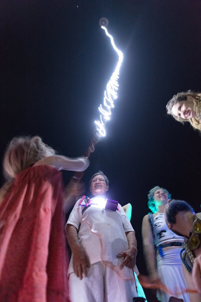 Burner Playing With Balloon With Long String Of LEDs On It (piece called Beanstalk by David Rattray. Thanks to Shane S for the caption update)