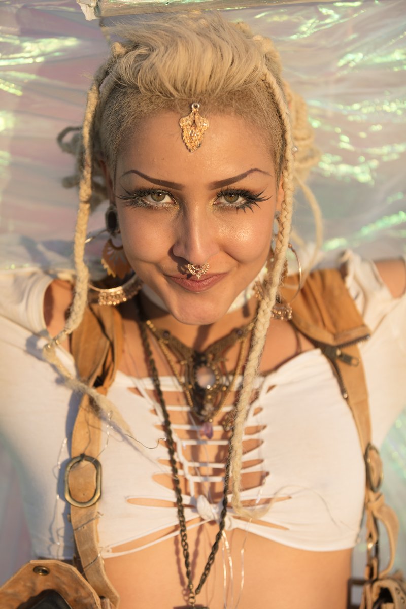 Alina of the Heavy Meta dragon art car crew (thanks Dustin for the caption update via email)