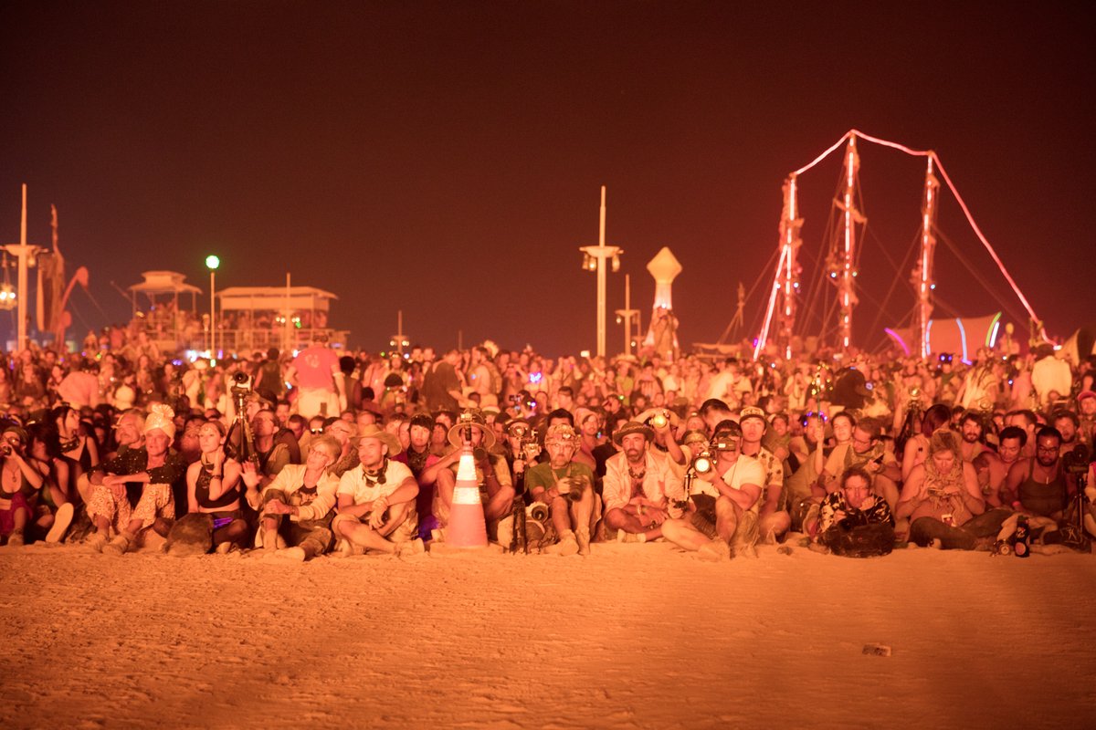Crowd Watching Man Burn